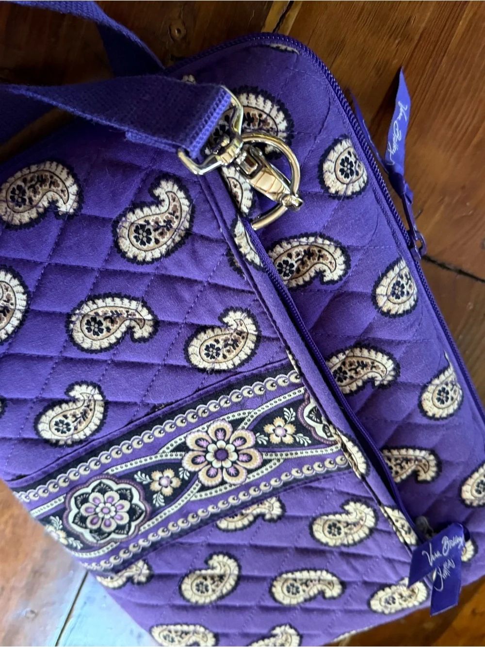 Vera Bradley Purple Quilted Paisley Crossbody Laptop Bag